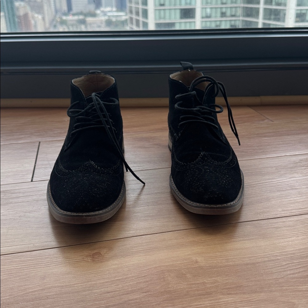 Black Suede Lace-Up Boots